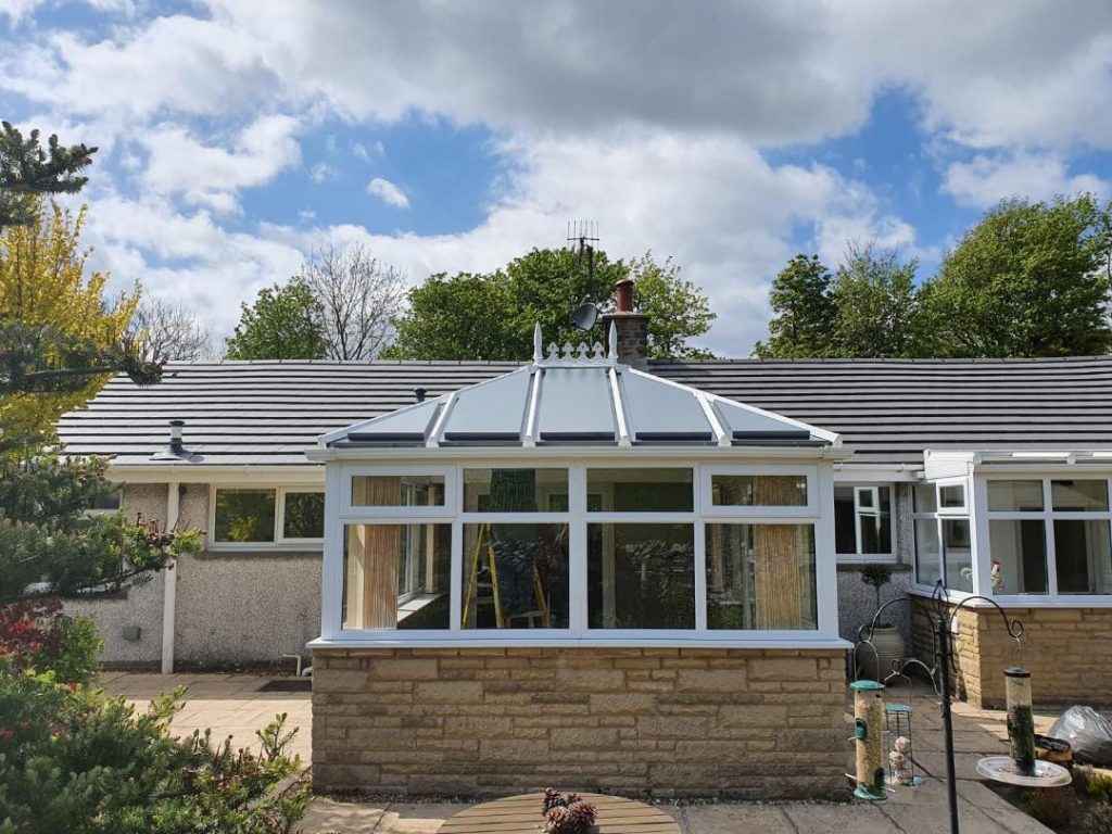 conservatory roof colours showing green roof with white conservatory